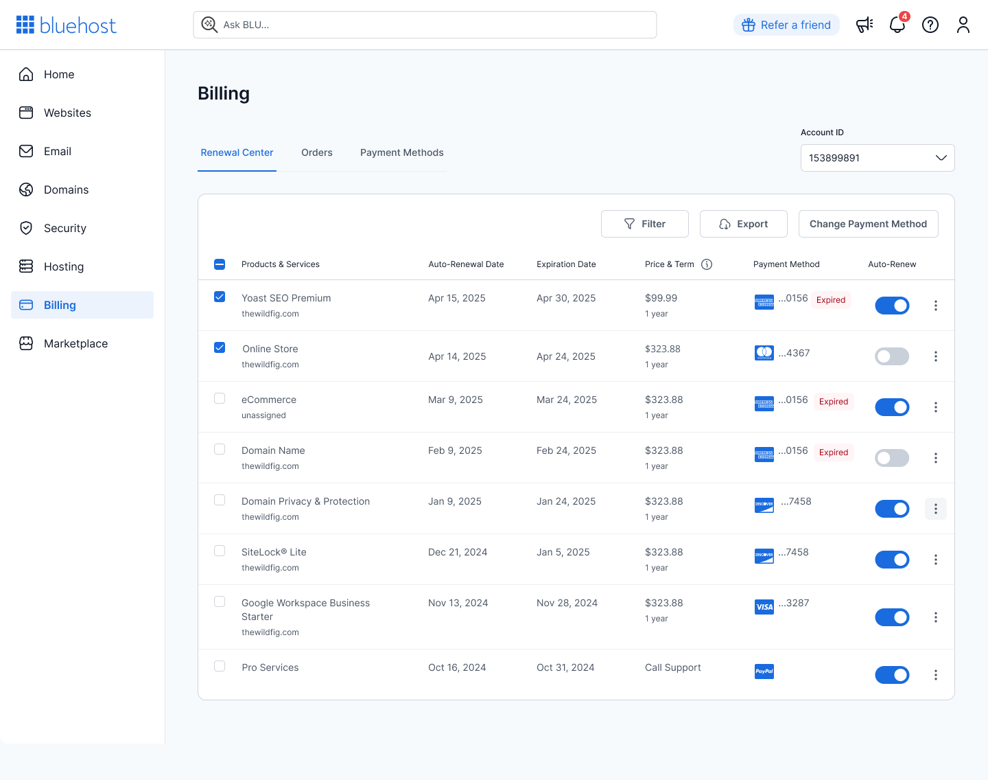 Billing - Renewal Center